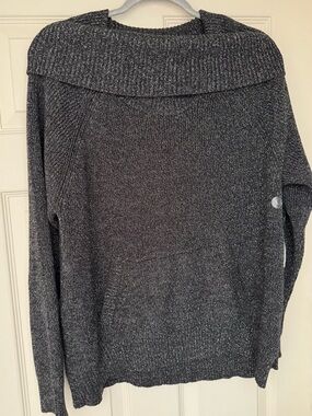 New York & Company Cozy Marbled Grey Shimmer Cowl Neck Sweater / Size Large NWT